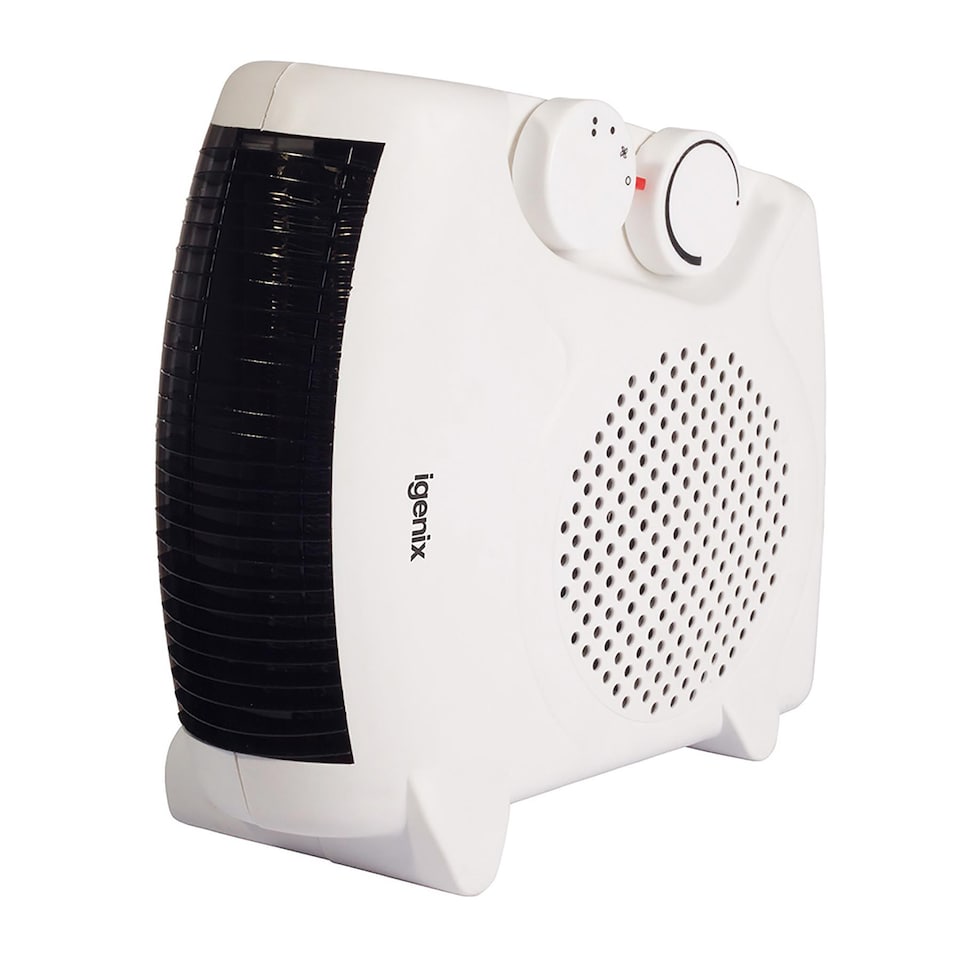image 1 of Igenix 2kW Upright & Flat Fan Heater, 2 Heat Settings, Adjustable Thermostat, Overheat Protection, Tip Over Switch, Power Indicator Light