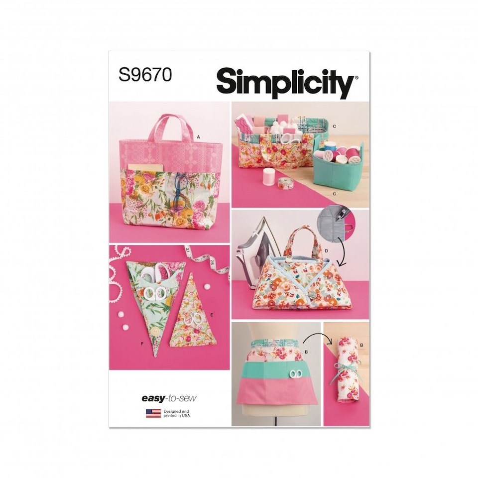 image 1 of Simplicity 9670 Paper Sewing Pattern – Accessories, Bags & Aprons, Easy Upholstery, Bag Making Pattern, Os (One Size)