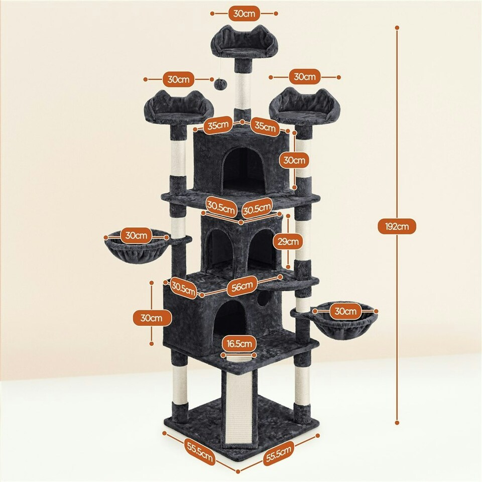 image 1 of Yaheetech Large Cat Tree with 3 Condos Black