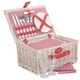 image 1 of Red and White Gingham 2 Person Fitted Wicker Picnic Basket