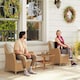 image 10 of Outsunny 2 Pieces Rattan Garden Chairs, Cushioned Rattan Chairs Grey | Light Grey