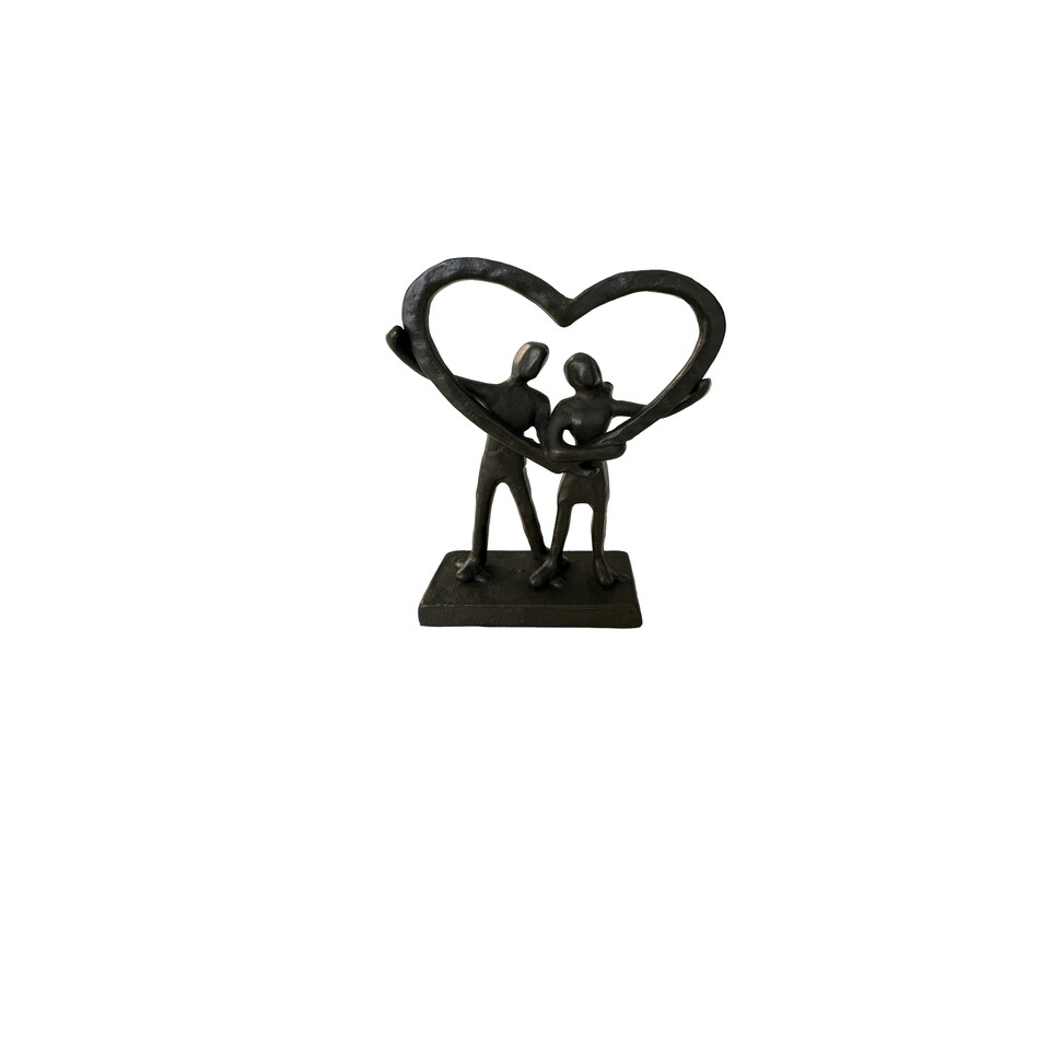 image 1 of Our Shared Heart - Cast Iron Couple Sculpture  A Beautiful Emblem of United Love & Devotion Profound Connection Shared Journey Loving Couple Gift Present