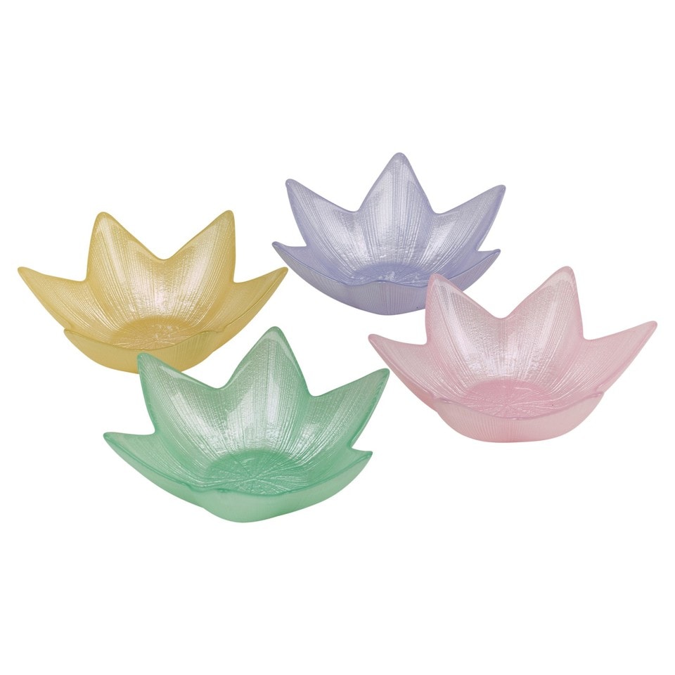 image 1 of Glass Star Shaped Nibble Bowls Decorative Serving Dishes | Multi | Two of each colour (8 Set)