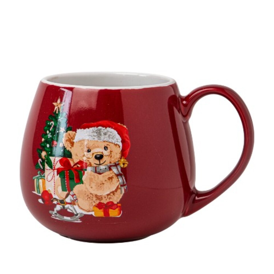 image 1 of Christmas Bear Ceramic Mug 400ml | White | Bear in Sleigh | 400ml | 1