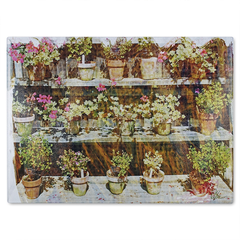 image 1 of Plant Pots Glass Chopping Board | Multi