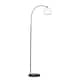 image 4 of ValueLights Curva Gloss Black Floor Lamp with White Dome Shade and LED Bulb