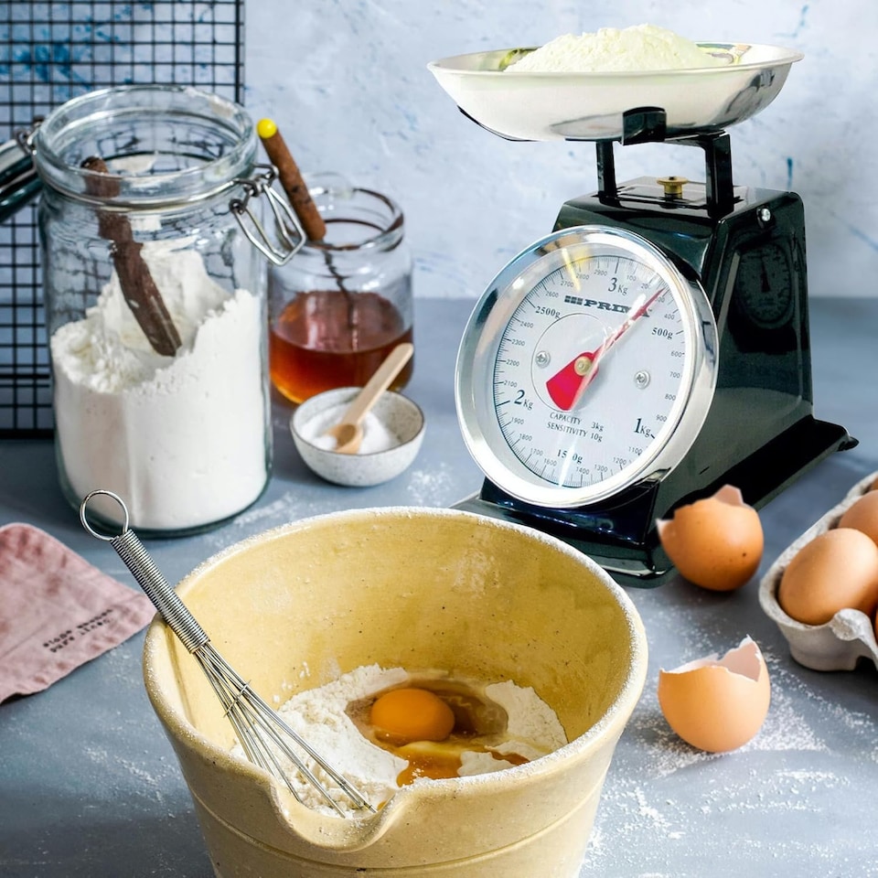 image 1 of 3kg Traditional Weighing Kitchen Scale Bowl Retro Scales Baking Black