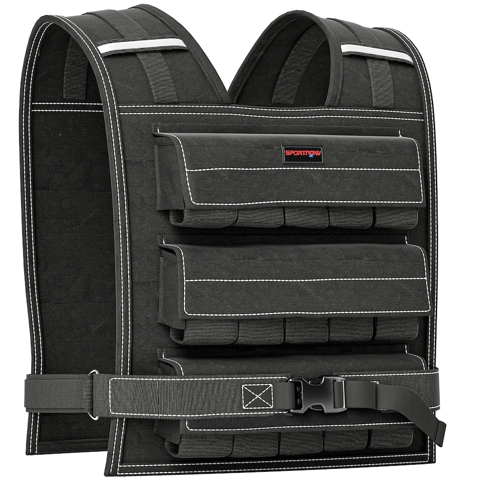 image 1 of 30KG Adjustable Weighted Vest with 30 Metal Weights, Running Weight Vest