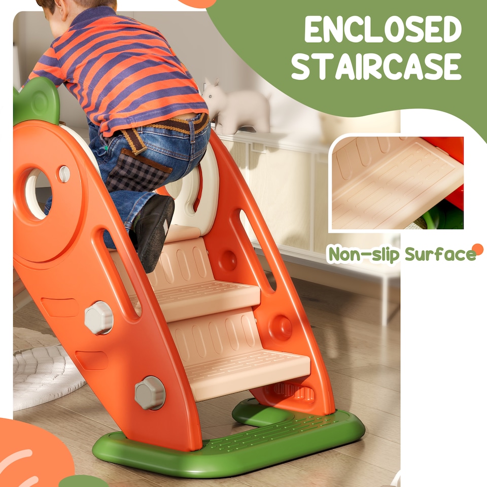 image 1 of AIYAPLAY 3 in 1 Kids Slide, Carrot-themed Foldable Indoor Slide for 1-3 Years