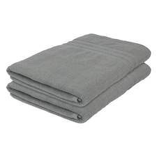 Nicola Spring Cotton Bath Sheets - 160cm x 90cm - Grey - Pack of 2