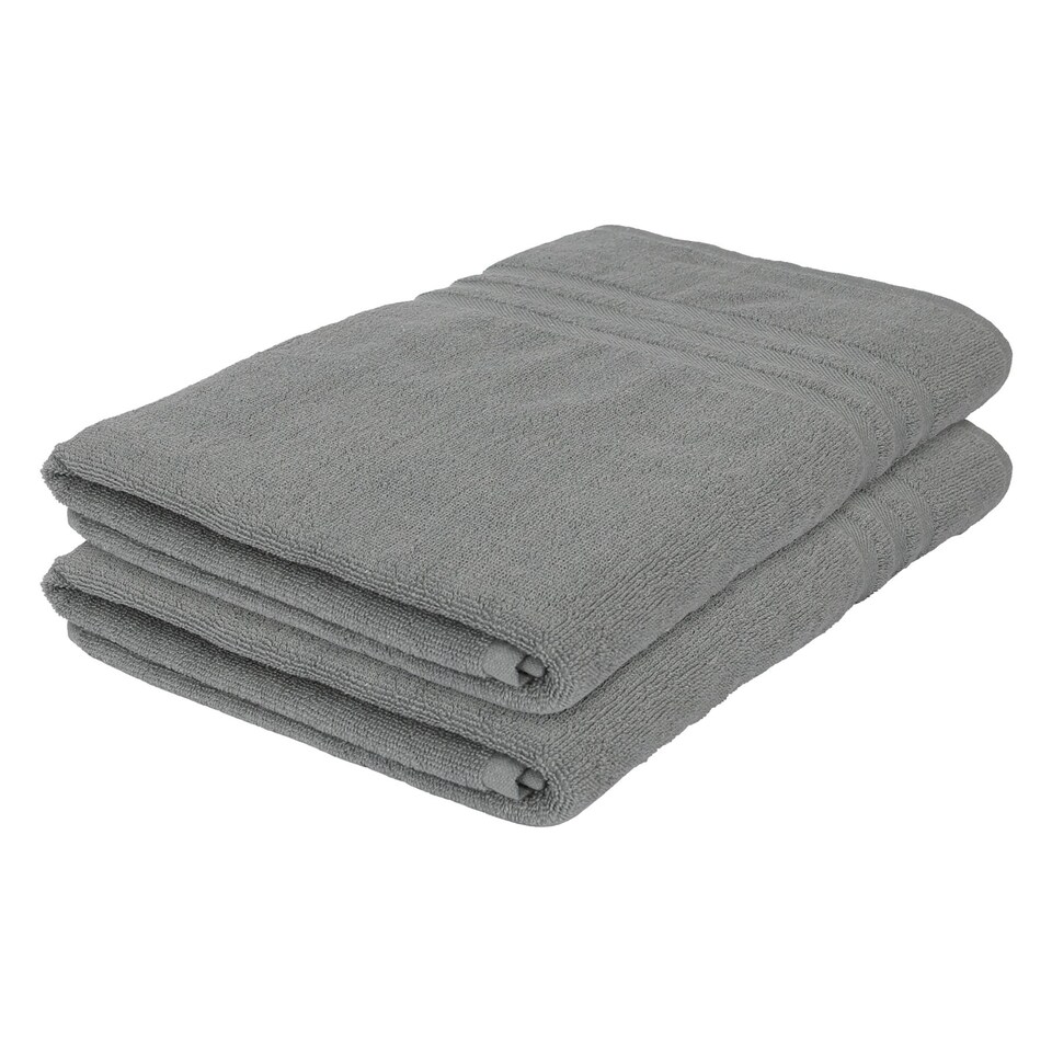 image 1 of Nicola Spring Cotton Bath Sheets - 160cm x 90cm - Grey - Pack of 2