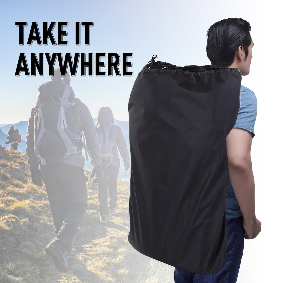 image 1 of Outsunny 6 Seat Folding Sports Bench Portable Sports Team Bench Spectator Chair with Cooler Bag and Carrying Bag for Outdoor Picnic Camping - Black