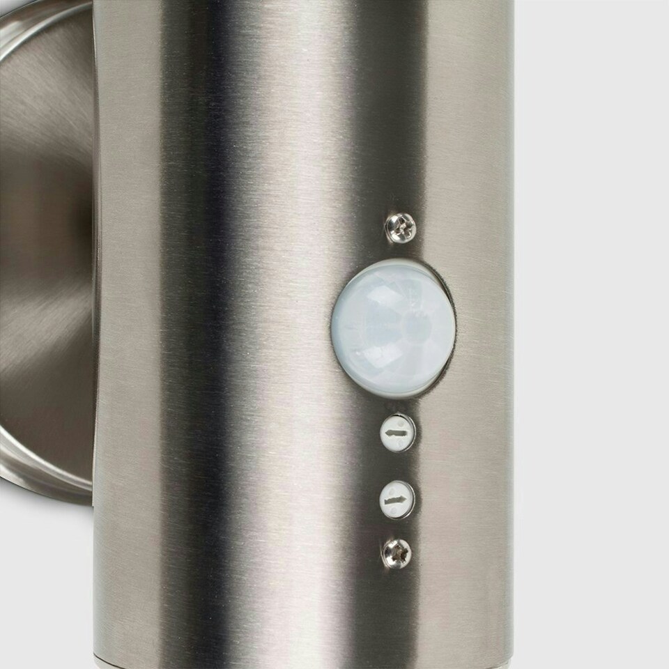 image 1 of ValueLights Wharf Modern Silver Stainless Steel Outdoor Wired PIR Sensor IP44 Wall Light