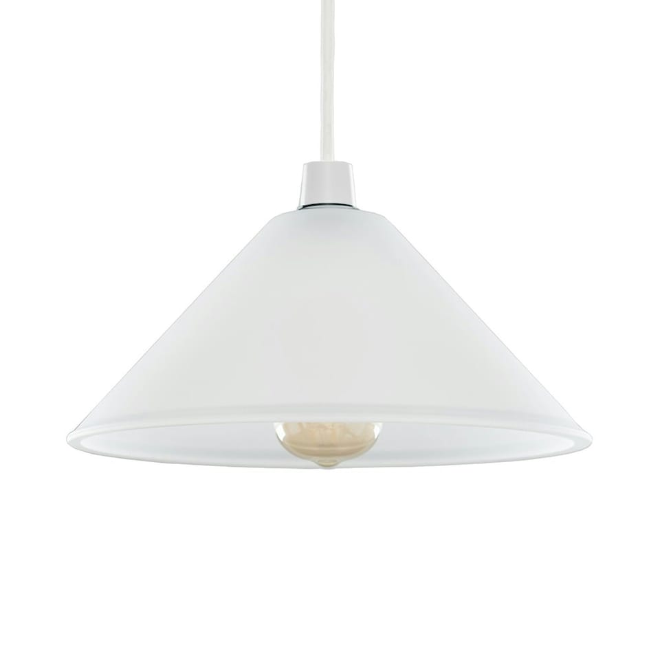 image 1 of ValueLights Pair of - Frosted White Tapered Ceiling Pendant Shades - Bulbs Included