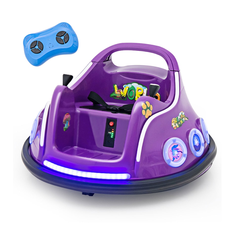 image 1 of COSTWAY 360° Swivel 12V Electric Ride On Car Kids Purple