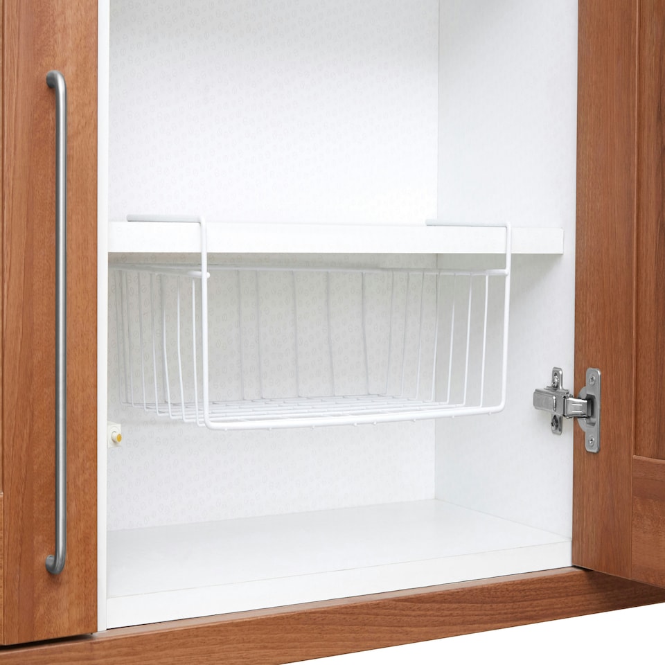 image 1 of Interiors by Premier White Under Shelf Large Storage Basket, Space-Saving Metal Organizer For Kitchen Or Pantry Shelves, Wire White