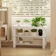 image 8 of HOMCOM Bamboo Shoe Bench, 3-Tier Shoe Storage Bench with Slatted Shelves for Entryway Hallway, Holds 6 Pairs, White | White | White