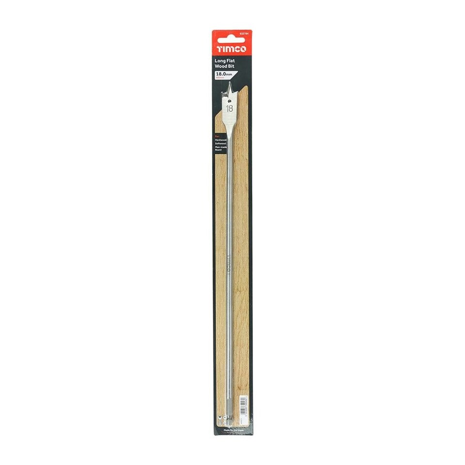image 1 of Timco - Long Flat Wood Bit (Size 18.0 x 400 - 1 Each)