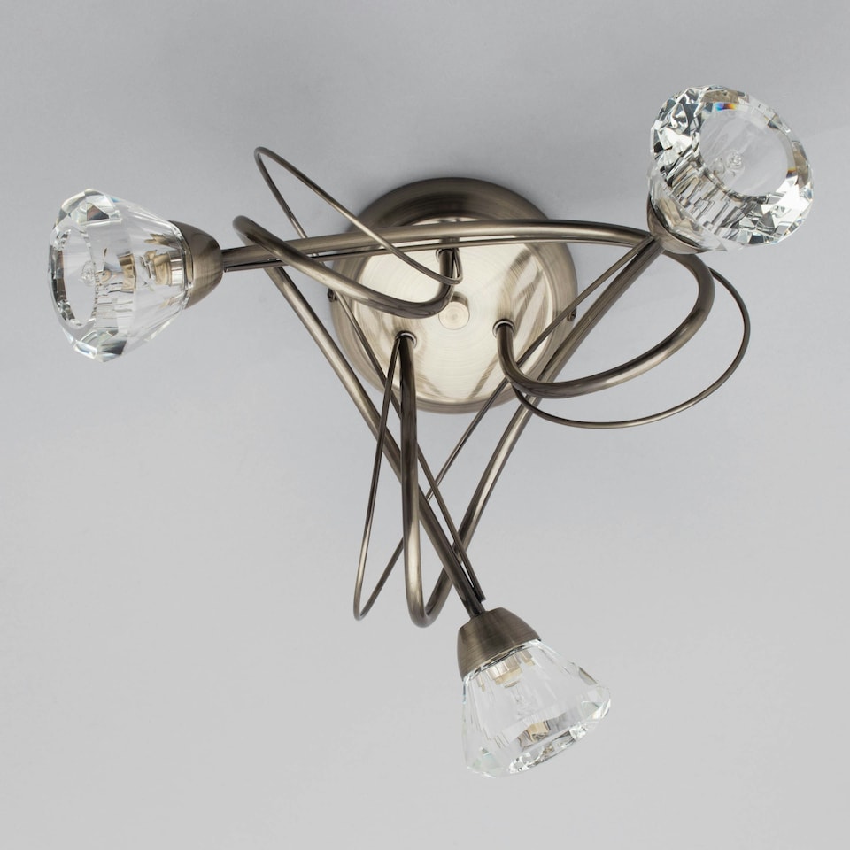 image 1 of BHS Marianne 3 Light Flush Ceiling Light | Bronze | Antique Brass | 1