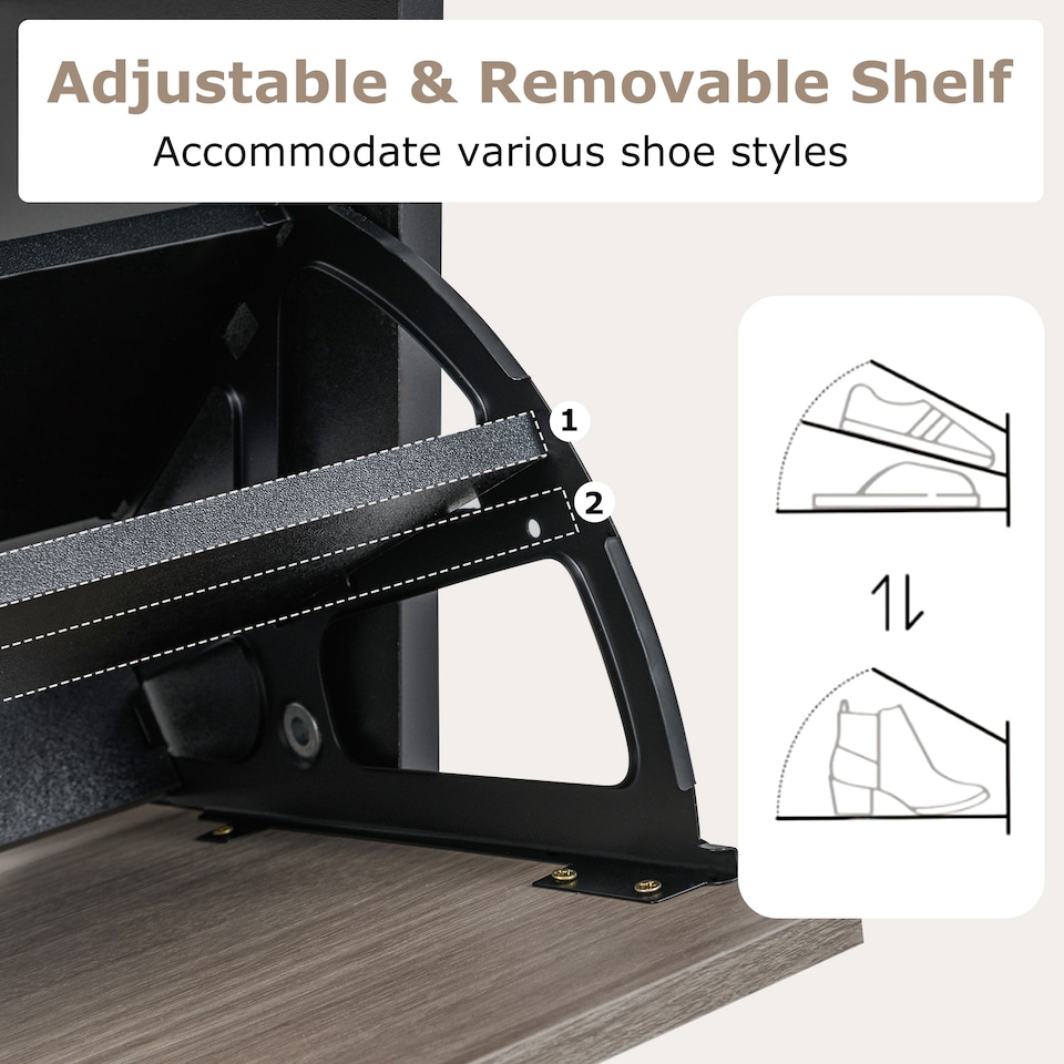 image 1 of COSTWAY Slim Hidden Narrow Shoe Organizer Cabinet with Open Storage-Black