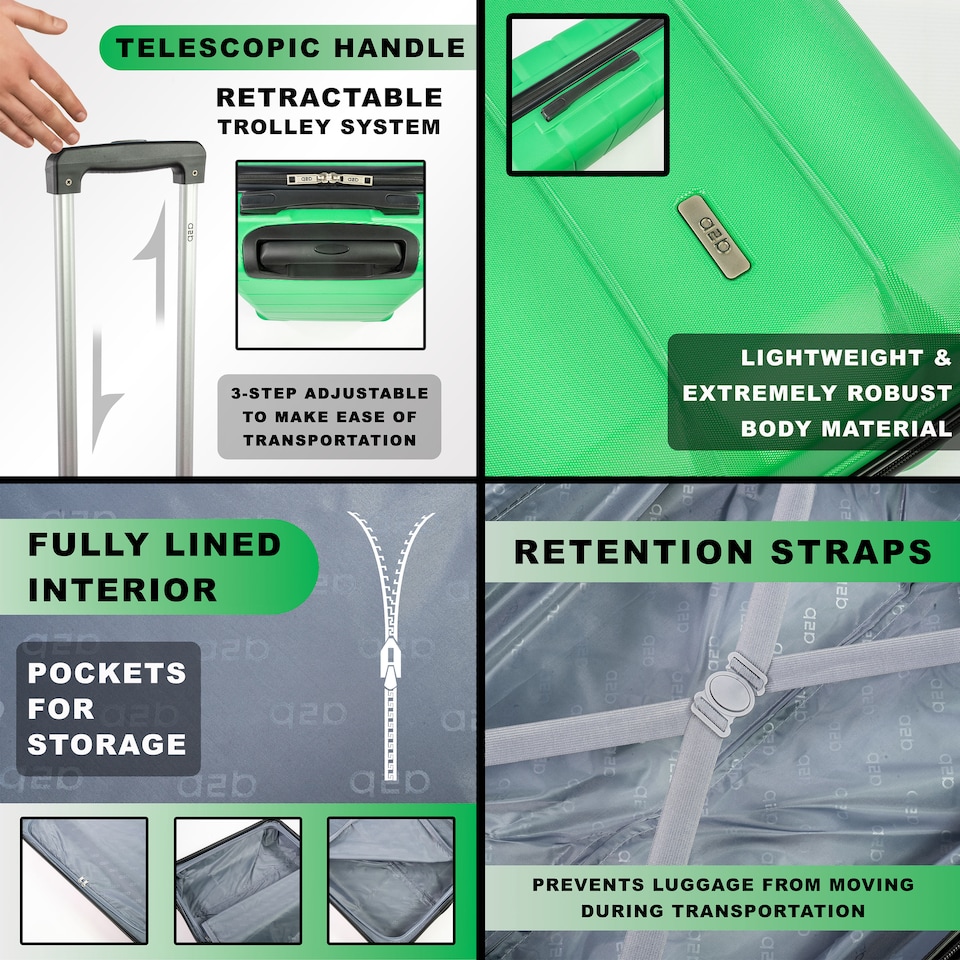 image 1 of A2B Exodus 30 Inch Hard Shell Hold Suitcase, 4 Wheel Travel Luggage - Green