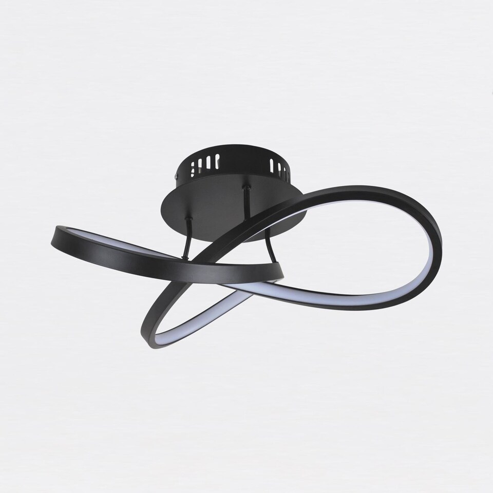 image 1 of Set of 2 Matt Black LED Loop Ceiling Lights | Black | White | 2