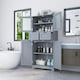 image 4 of COSTWAY Bathroom Storage Cabinet Floor Organizer Grey Grey