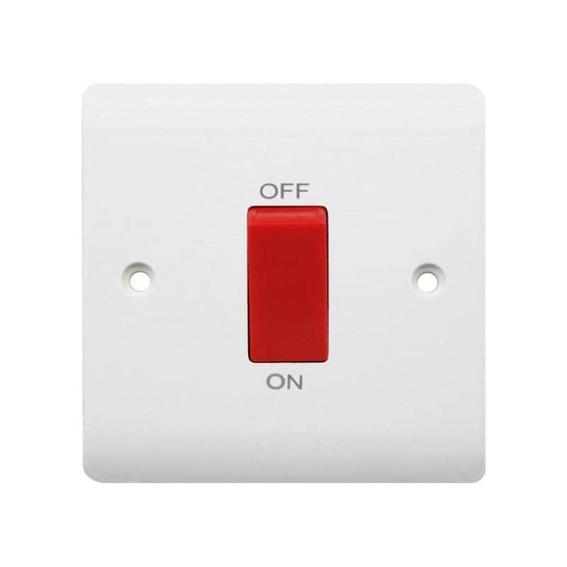 Securlec 1 Gang Square Cooker Switch - White - One Size