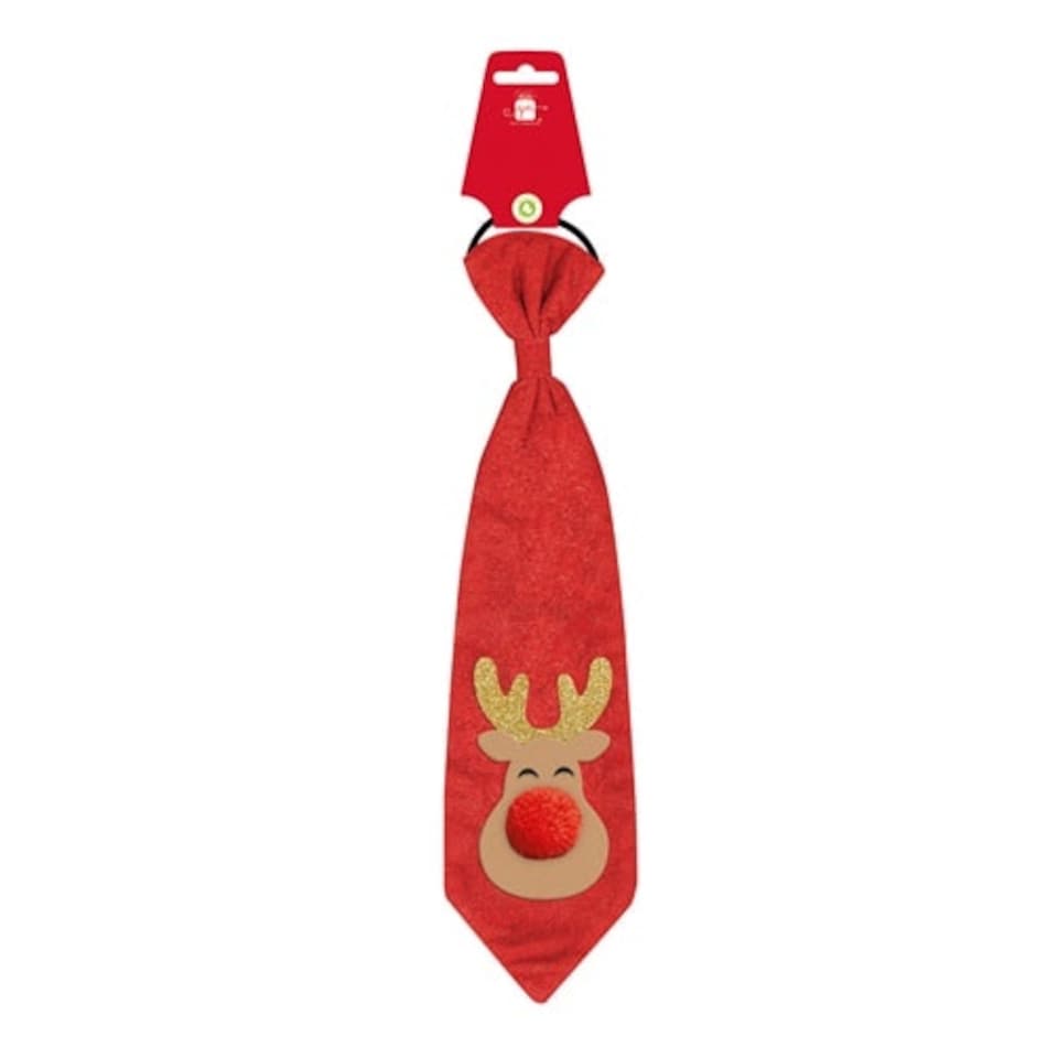 Novelty Christmas Red Glitter Reindeer Fancy Dress Tie