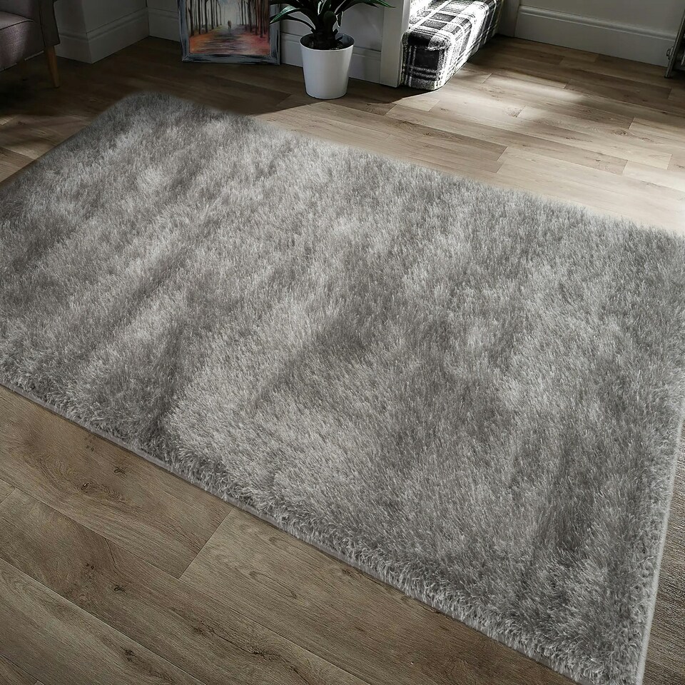 image 1 of Home Republic Majestic Shaggy Rug - 60 x 110 Silver