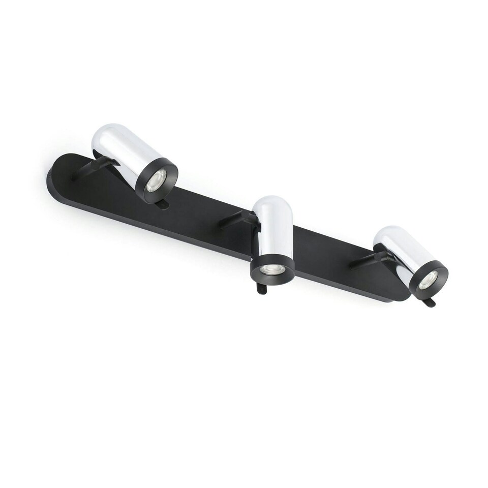 image 1 of Orleans 3 Light Indoor Adjustable Wall Spotlight Chrome, Black, GU10