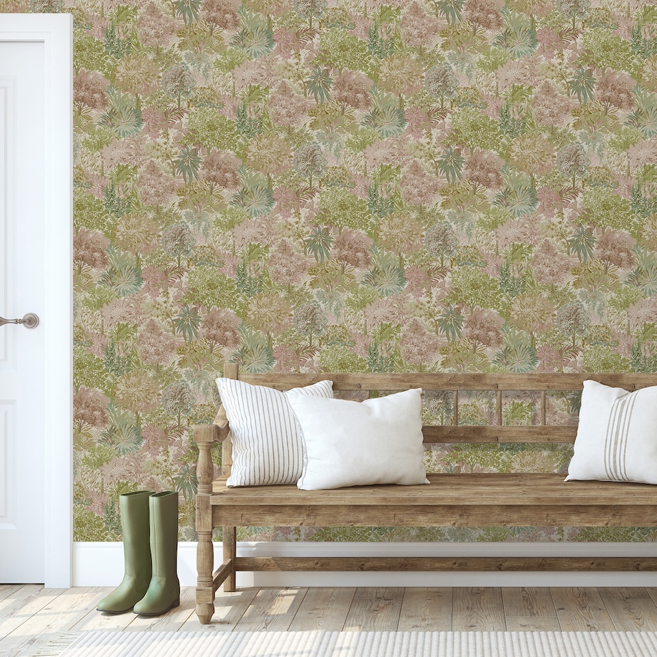 image 1 of Grandeco Blossom Tree -Leaf Foliage Smooth Wallpaper,  Pink Multi | Pink | Pink | 5.32