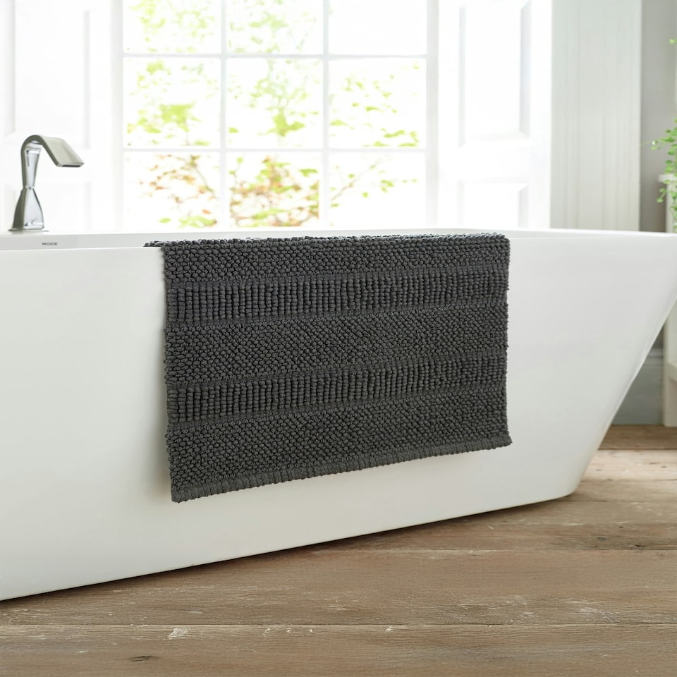 image 1 of Romeo Absorbent 1500gsm Bath Mat - Soft Bathroom 50x80cm Mat | Grey | Charcoal | 50 x 80cm