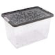 image 3 of Set of 3 55 Litre Elegant Jasmine Leaves Strong Stackable Plastic Storage Boxes Complete With Clip Locked Lids Clear