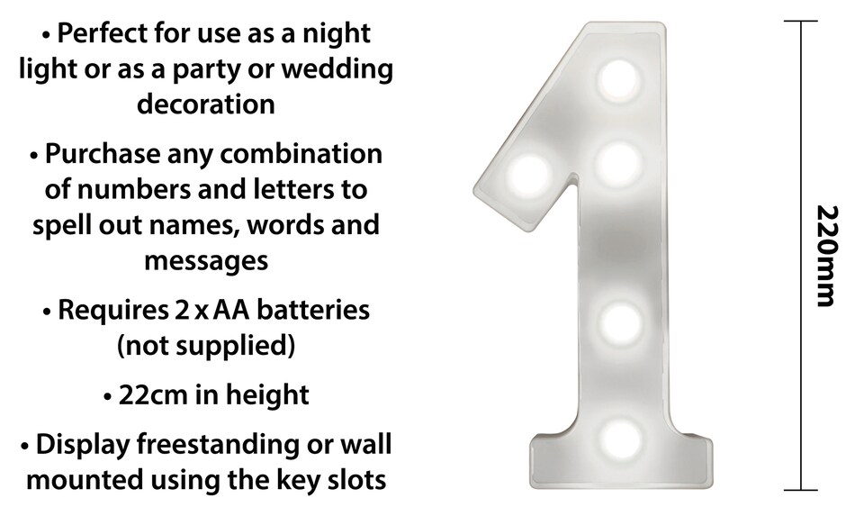 image 1 of St Helens Battery Operated 3D LED Number 1 Light