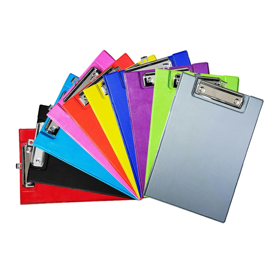 image 1 of Pack of 10 Janrax A5 Assorted Coloured Foldover Clipboards