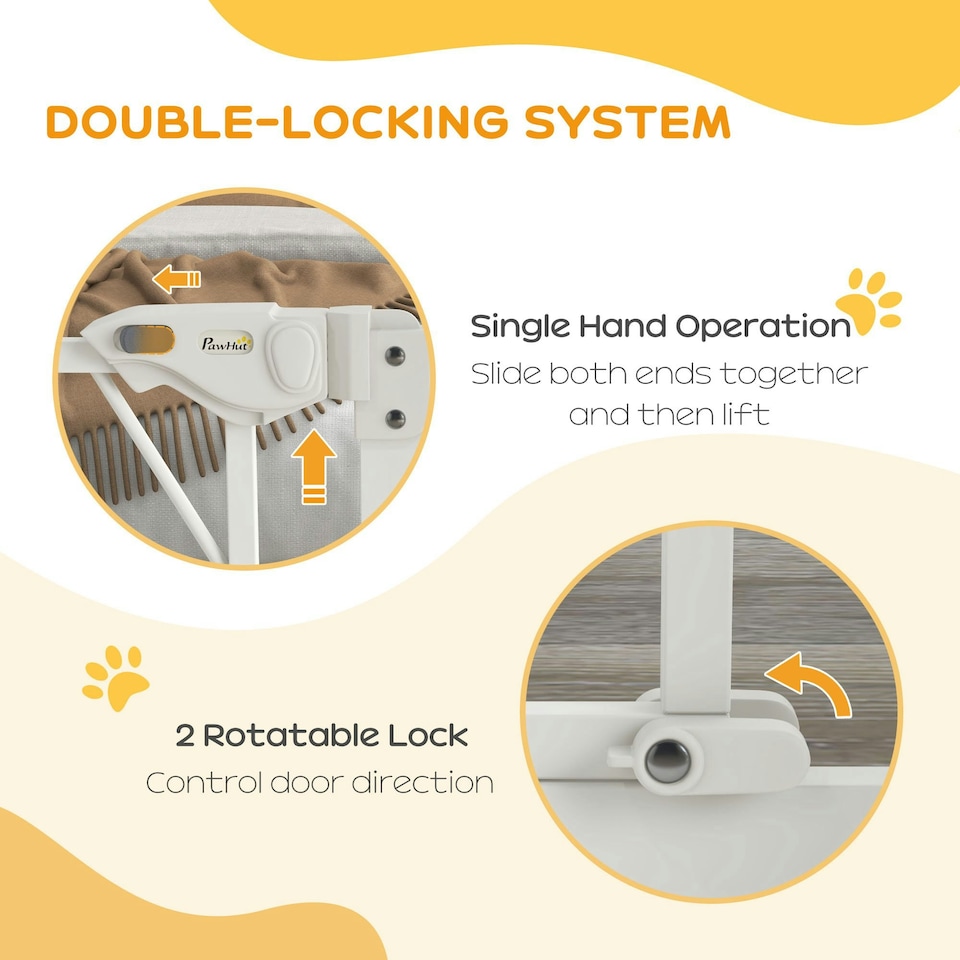 image 1 of Pressure Fit Safety Gate w/ Auto Closing Door, Double Locking, 74-100cm Openings