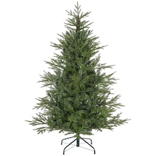 HOMCOM 5ft Artificial Christmas Tree with 1724 Tips, Metal Base, Realistic Hinged mas Tree, Easy to Assemble, Green