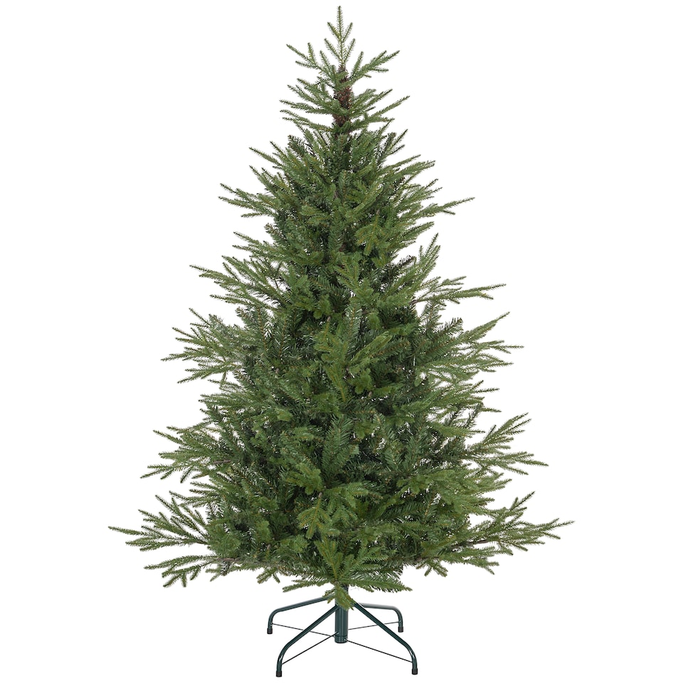 image 1 of HOMCOM 5ft Artificial Christmas Tree with 1724 Tips, Metal Base, Realistic Hinged mas Tree, Easy to Assemble, Green