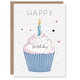 image 1 of Simple Watercolour Cupcake with Candle For Her Birthday Card