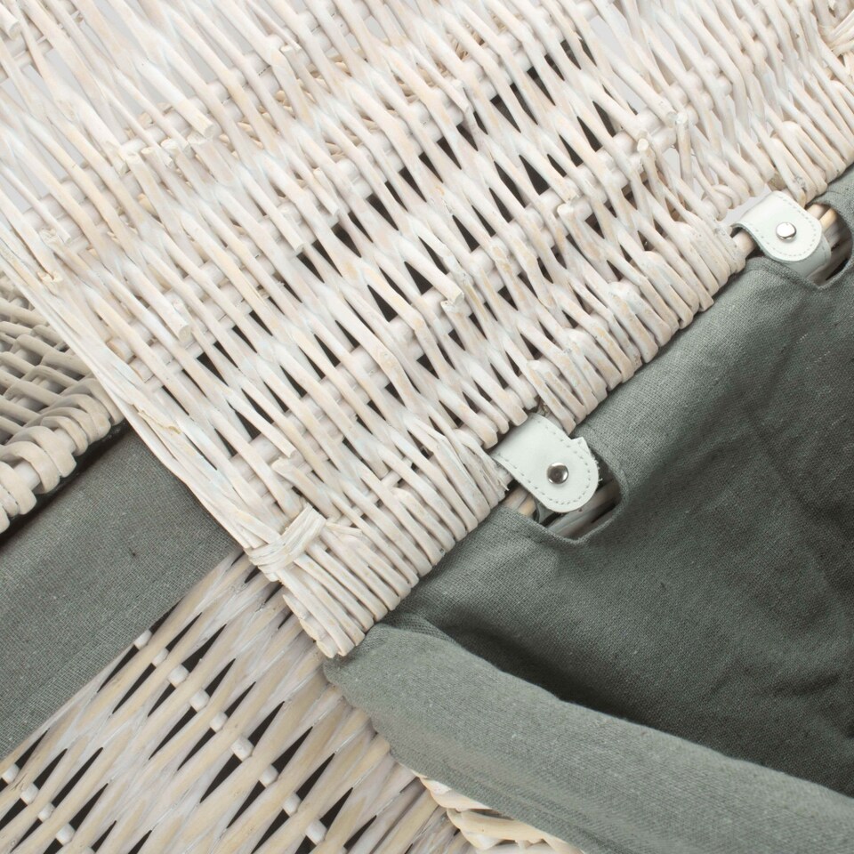 image 1 of Set of 2 Square White Wash Laundry Hamper with Grey Sage Lining | Grey | Grey
