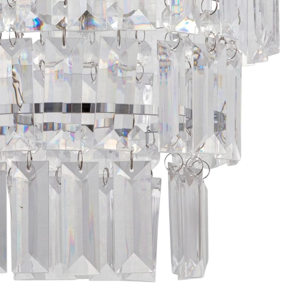 image 1 of Three Tier Acrylic Crystal Light Shade | Clear | Chrome | Medium | 1