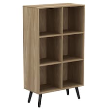 6-Cube Shelving Unit With Legs | Brown | Oak & Black | 1