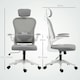 image 3 of HOMCOM Ergonomic Mesh Office Chair with Headrest, Lumbar Support, Grey