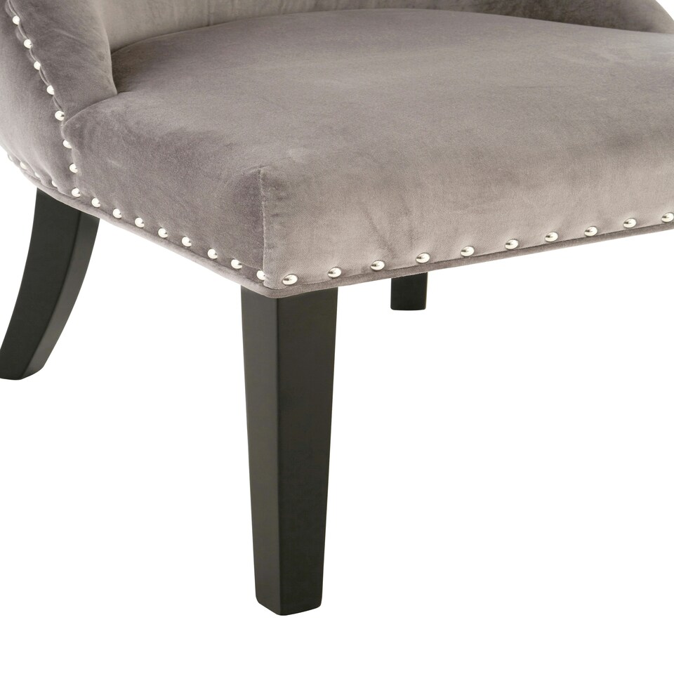 image 1 of Interiors by Premier Grey Velvet Chair, Curly Back chair, Easy to Assemble Borg Chair, Comfy Office Chair