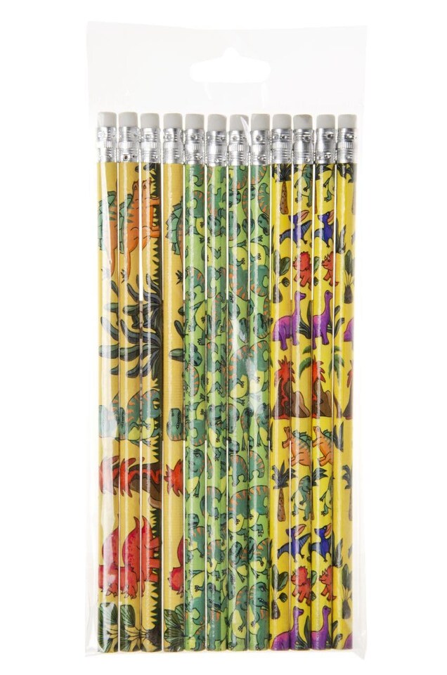 image 1 of Pack of 12 Dinosaur Design Pencils with Eraser