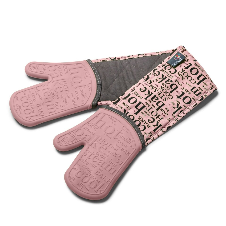 image 1 of Zeal Steam Stop™ Waterproof Silicone Double Oven Glove Pink | Rose Pink