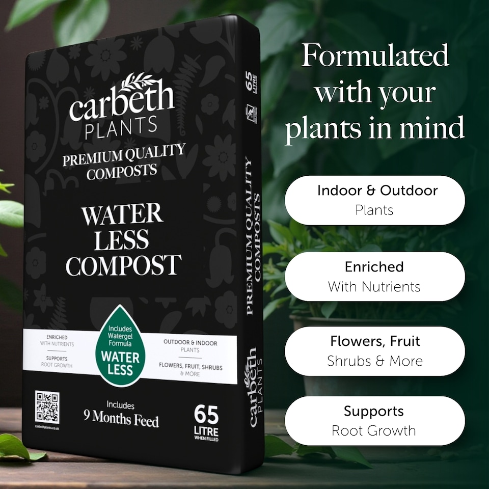 image 1 of Water Less Compost with 9 Month Feed - 65L - Moisture Retaining Formula - Reduced Watering Garden Compost