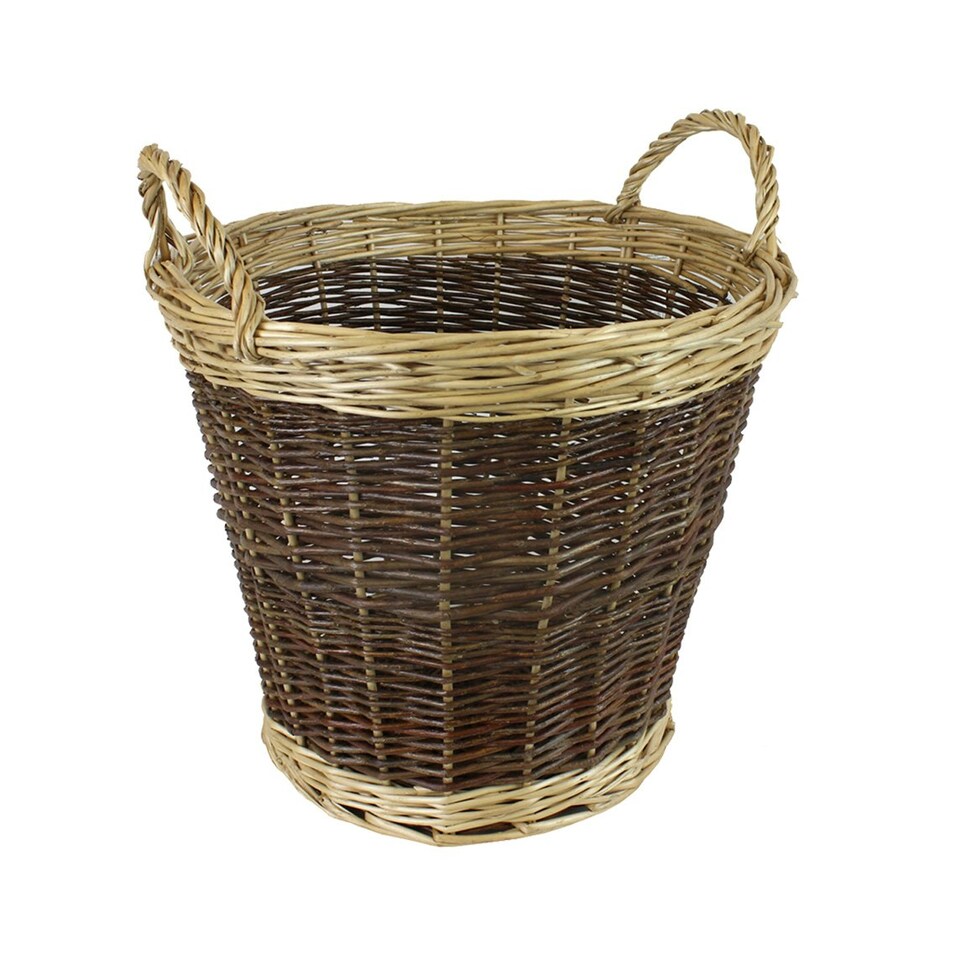 image 1 of JVL Two Tone Willow Log Basket Medium, 50x40cm | Brown