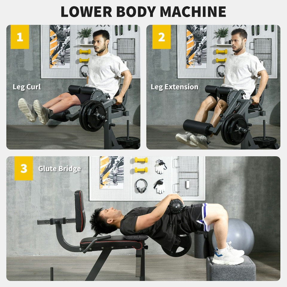 image 1 of SPORTNOW Adjustable Calf Raise Machine for Leg Extension and Curl Machine